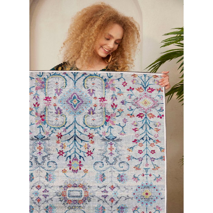 Conceptum Alfombra Woosonıl106 Azul, Naranja, Rosa y Gris (160 x 230 cm)